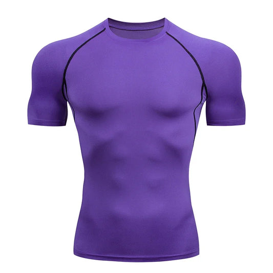 Men'S Running Compression Tshirts Quick Dry Soccer Jersey Fitness Tight Sportswear Gym Sport Short Sleeve Shirt Breathable